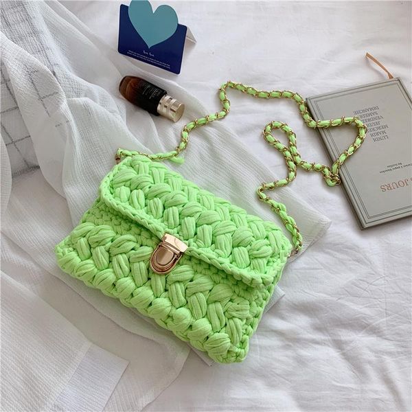 

evening bags women 2021 handmade woven handbag strip thread hook knitted ladies shoulder crossbody bag small clutch shopper designer