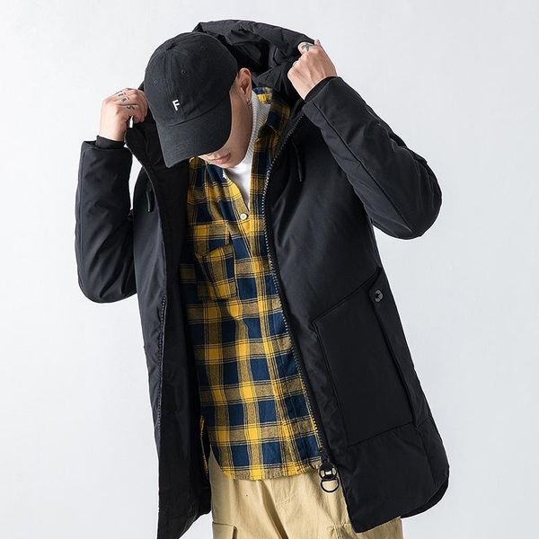 

Down & Winter Jacket Men's Fashion Parkas Warm Coat Thick Outwear Windbreaker Male Solid Overcoat Trench Slim MOOWNUC Plus Size1 WBVY, Black