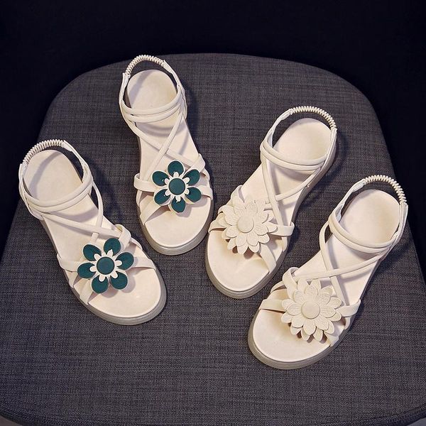 

sandals wohdhe 2021 s woman platform flower slippers casual beach flip flops women summer mid heel, Black