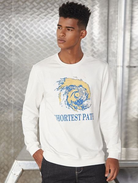 

men typhoon & letter graphic pullover 17tb#, Black