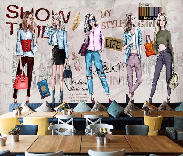 

wallpapers cjsir custom wallpaper hand-painted cosmetics clothing shop tooling background living room bedroom tv murals 3d decor