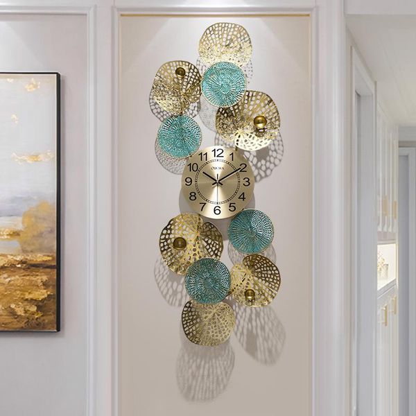 

chinese style metal creative wall clock modern light luxury living room home atmospheric entrance clocks