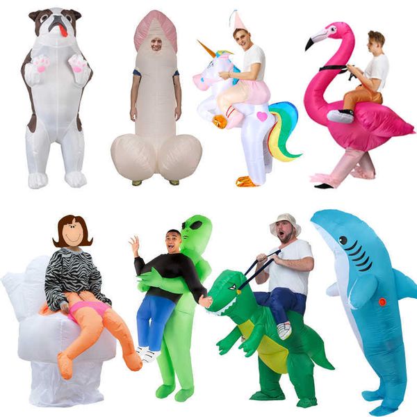 Novo Design Adulto Dinossauro Dinossauro Criança Alien Sumo Urso Halloween Christmas Party Cosplay Trajes Explodir Vestidos Q0910