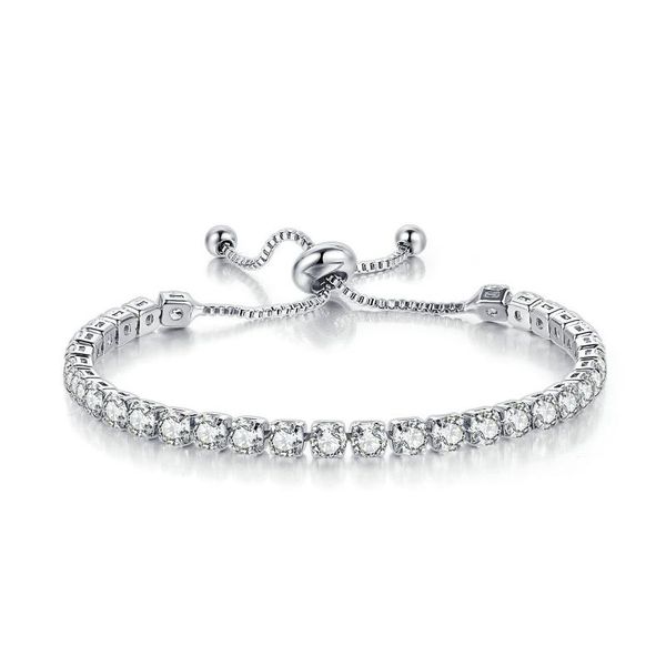 

link, chain tengtengfit gold plated 4mm sparkling cut cubic zirconia classic tennis adjustable bracelet for women/girl fashion jewelry, Black