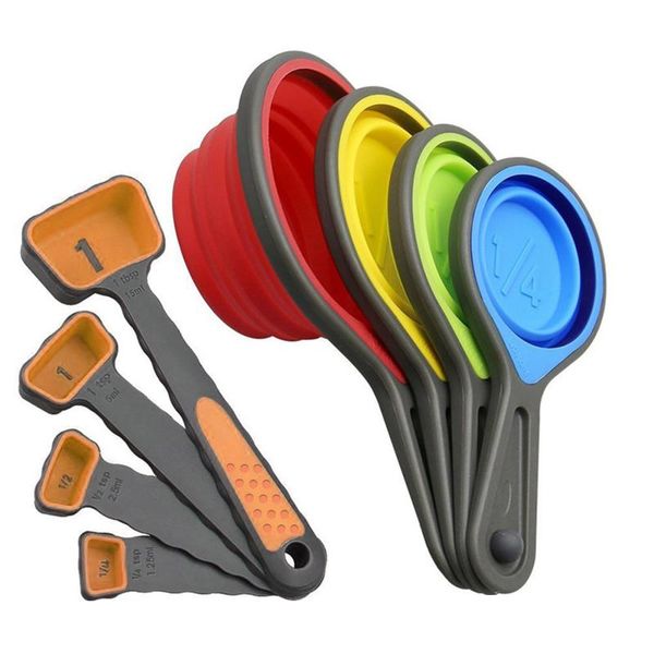

spoons 8pcs silicone collapsible measuring cup and spoon set tools