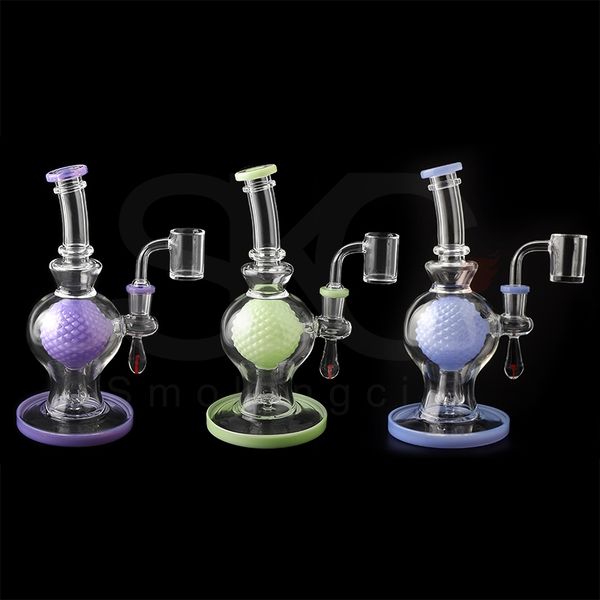 Accesorios para fumar Cachimbas 7.8 pulgadas Ball Dab Rig Glass Bong Pipes con 14 mm Male Beveled Edge Quartz Banger