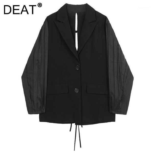 

women's suits & blazers [deat] women blazer turn-down collar single-breasted drawstring hollow out coat fashion tide spring autumn 2021, White;black