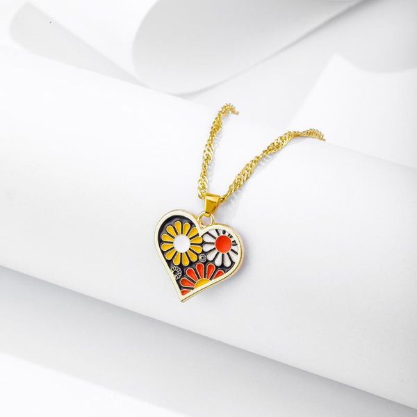 

pendant necklaces vg 6ym fashion multicolour dripping oil heart necklace simple design choker for women party jewelry wholesale, Silver
