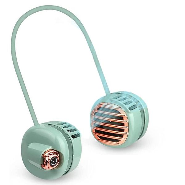 

electric fans portable fan, rechargeable mini usb 4-speed foldable neck fan with storage box, for hiking, outdoor sports