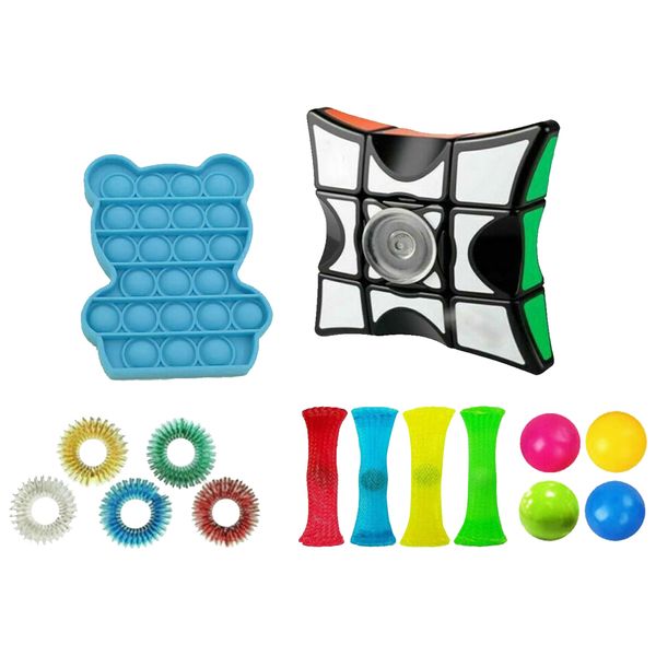 

15pcs fidget sensory toy set stress relief toys autism anxiety relief stress pop bubble fidget sensory toy for kids adults