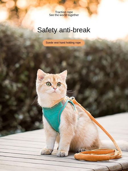 

cat collars & leads traction rope vest-style chest harness prevents breaking and can go out