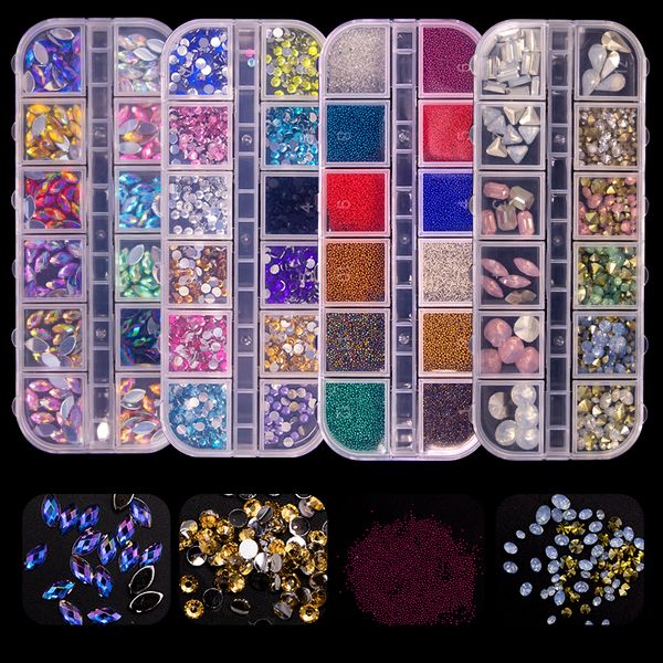 

12 grid nail art rhinestones diy fruit watermelon shape rivet ball for nails design decorations manicure nar017, Silver;gold