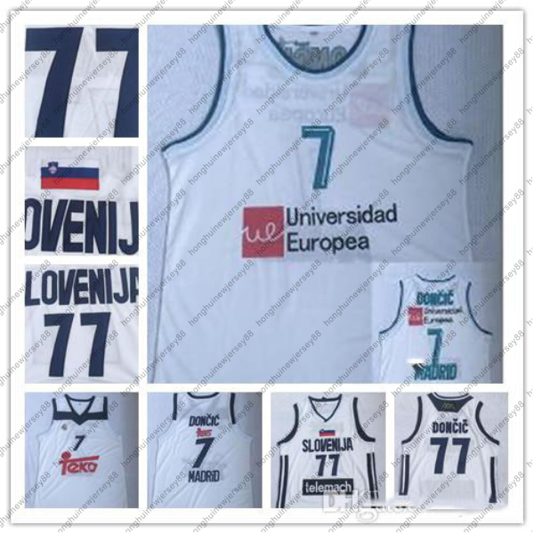 

ediwallen mens luka 7 doncic basketball real madrid euroleague europe jerseys luka #77 doncic team color white stitched quality, Black