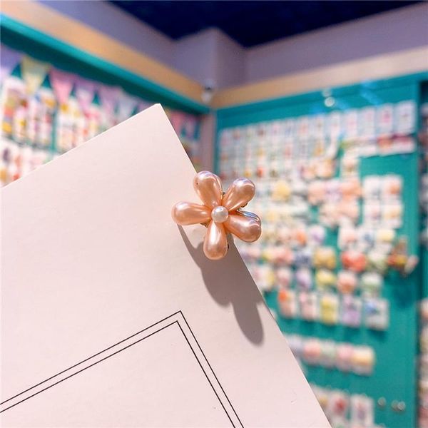

korea style sweet cute children pearl daisy flowers hairpin small grabbing clip hair claw for girl fashion accessories, Slivery;white