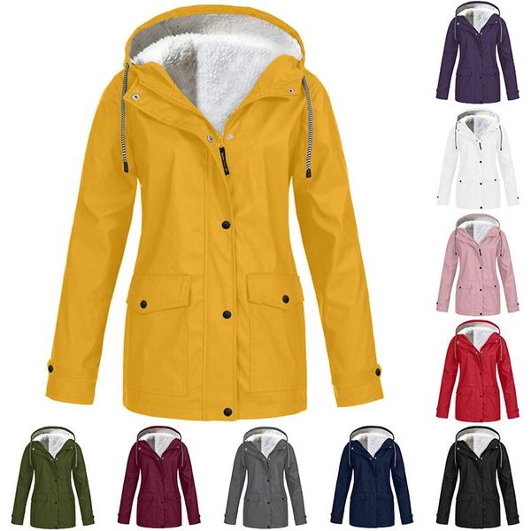 

women jackets winter autumn ladies hooded outdoor raincoat zipper windbreaker waterproof outwear s-5xl mujer coat women's wool & blends, Black