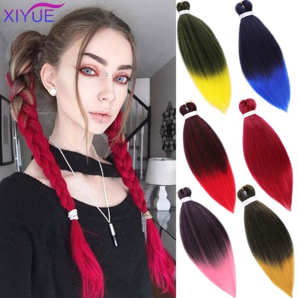 

human ponytails xiyue synthetic braids hair extension 26inches yaki easy jumbo kanekalon ombre pre-stretched braiding, Black