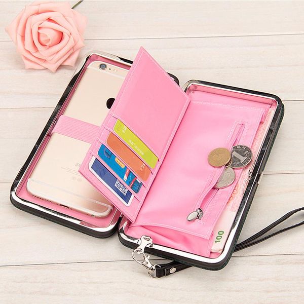 

wallets 2021 fashion floral women purse women's wallet long clasp female money bag brand lady clutch pu leater three fold 168, Red;black