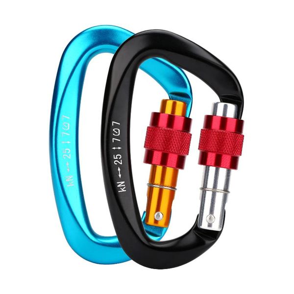 

cords, slings and webbing 25kn mountaineering caving rock climbing carabiner d shaped safety master screw lock buckle escalade equipement