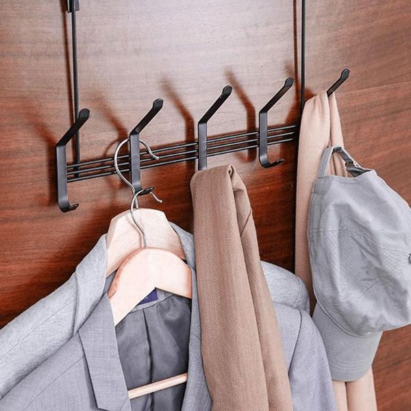 

hooks & rails bedroom door hanger clothes hanging rack punch with five bathroom over hangers towel shelf