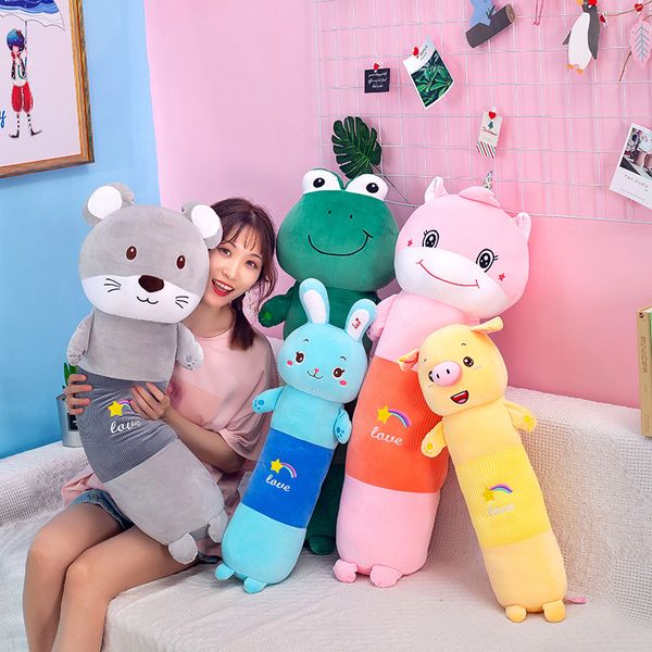 

cartoon long animals toy standing cylinder pillow sleeping friend pig bunny unicorn frog zoo plushie kids gift 70/90/125cm