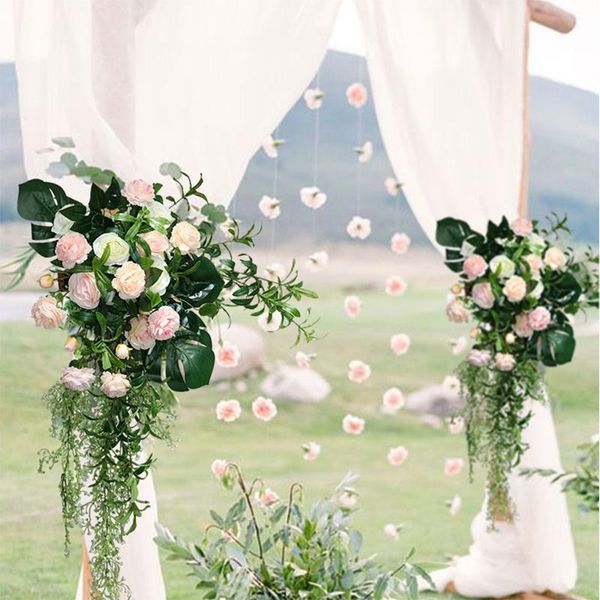

decorative flowers & wreaths artificial fake wedding home gazebo wooden arch corner flower square stage po backdrop decoration floral