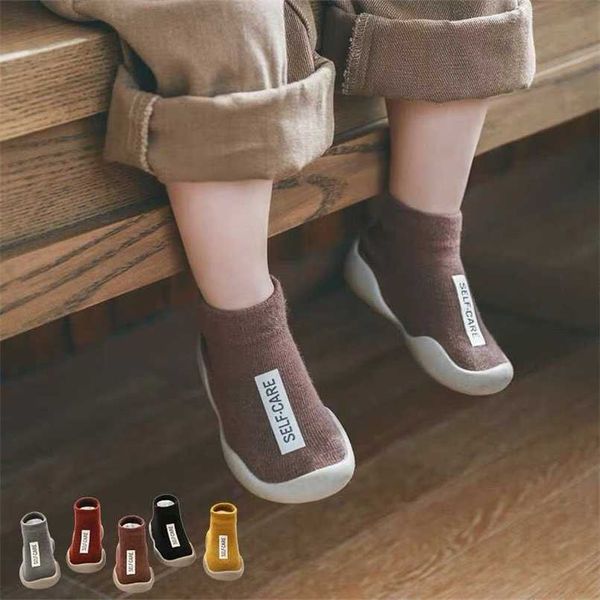 

children anti-slip shoes born baby girl cotton non-slip floor socks baby boy rubber sole cartoon indoor socks infant shoes 211023, Black;grey