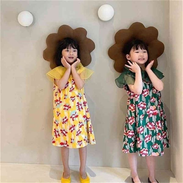

summer arrival girls fashion floral dress kids vest es 210528, Red;yellow