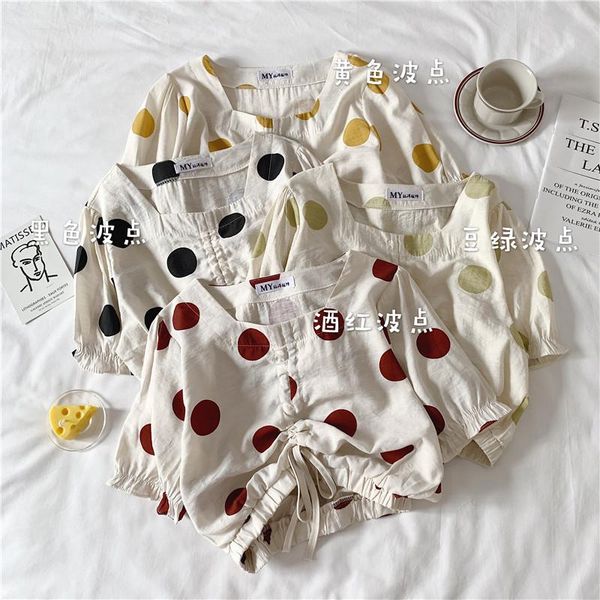 

women's t-shirt summer korean sweet style short sleeve t shirt for women clothing polka dot v-neck tees drawstring loose ladies hipste, White