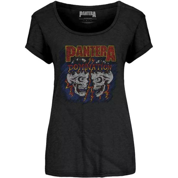 

ladies pantera domination official women women t-shirt, White;black
