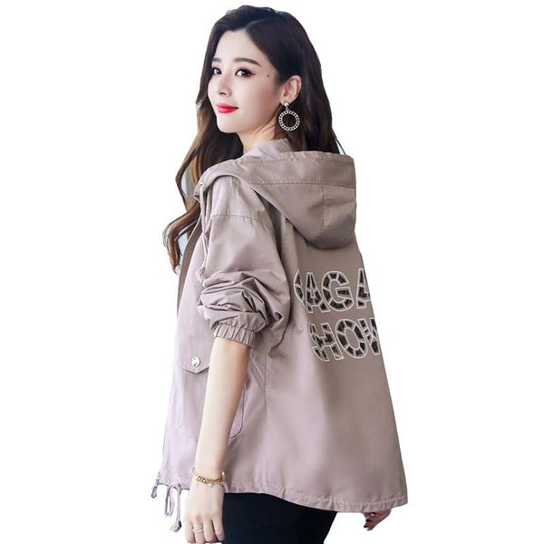 

women's jackets 2021 fashion autumn hooded jacket womens coat windbreak female overcoat casual loose outwear basic plus size p525, Black;brown