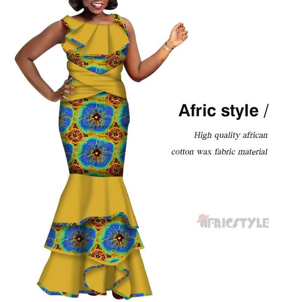 

ethnic clothing dashiki dresses traditional african sleeveless flounced dress for women custom skirt suit model wy6035, Red