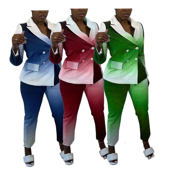 

luxury women's jackets women's gradient multicolor fashion suit, Black;brown