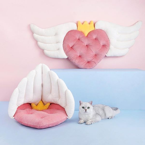 

kennels & pens luxury angel wing love cat sleeping warm soft mat bed four seasons universal cute villa human pet dual-use nest