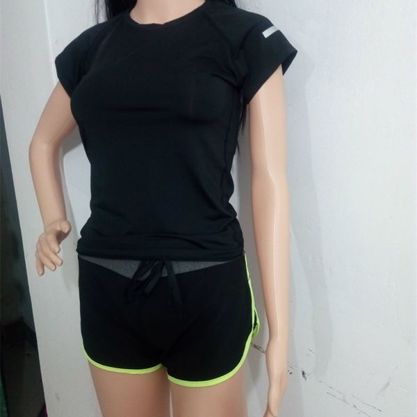 

sports shorts anti light short sleeve yoga suit women's summer, Black