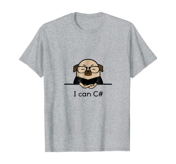 

adorable pug wearing glasses t-shirt - i can c# (see sharp), White;black