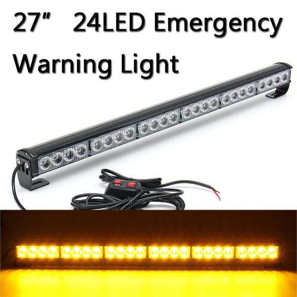 Luci di emergenza 12V 24 LED Car Truck Strobe Light Bar Beacon Warning Lampada da tetto Illuminazione di pericolo impermeabile Ambra