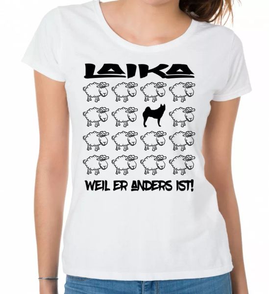 

laika womens t-shirt black sheep by siviwonder, White;black