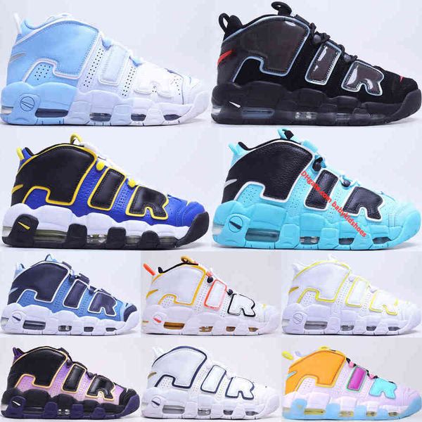 

more uptempos mens women basketball shoes maximum volume denim light aqua peace love sky blue outdoor sneakers