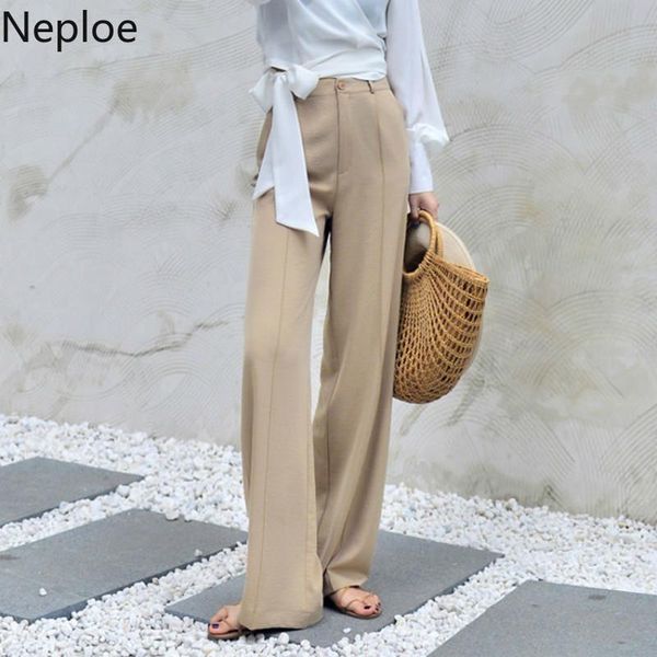 

women's pants & capris neploe women high waisted wide leg korean elegant long trousers 2021 summer plus size suit feminimos 4c709, Black;white