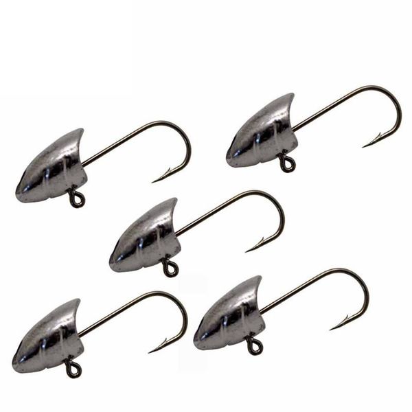 

fishing hooks 5pcs/lot barbed lead jig head fishhook for soft worm lure hook bass