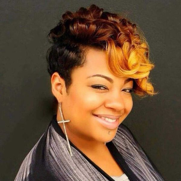 

short curly hair selling women's fashion wig chemical fiber headgear, Black