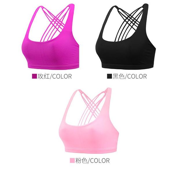 

classic cross beautiful back bra without steel ring yoga shockproof comfortable breathable running underwear gym clothing, White;black