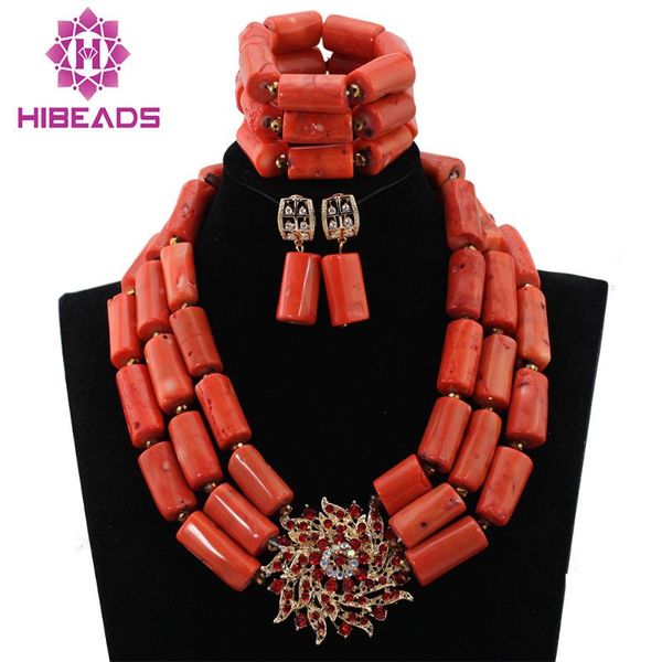 

earrings & necklace african wedding coral beads set 3 layers beaded bracelet for women cnr554, Silver