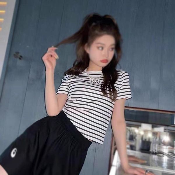 

luxury tracksuits stripe new ah xiang 2021 short sleeve summer letter round neck comfortable slim casual t, Gray