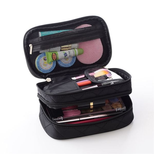 

ladies cosmetic bag double waterproof travel storage beautician multi-function rhombus 211028