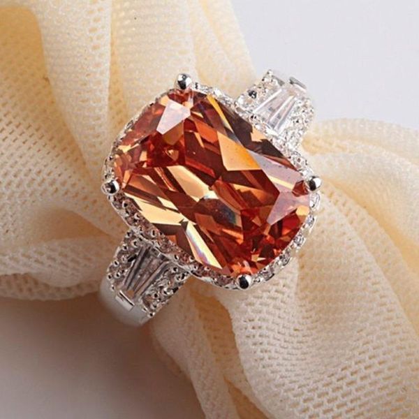 

wedding rings trendy small zircon inlaid square white engagement for women hand jewelry accessories wholesale, Slivery;golden