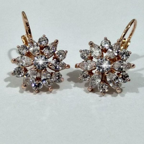 

dangle & chandelier romantic clear stone flower crystals stud earrings women cubic zirconia jewelry, Silver
