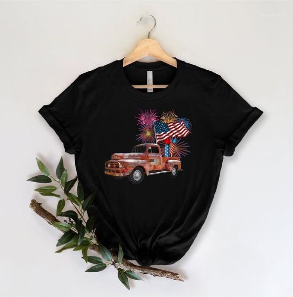 

women's t-shirt 4th of july independence day patriotic shirt aesthetic female clothing fashion cotton o neck tshirt casual short sleeve, White