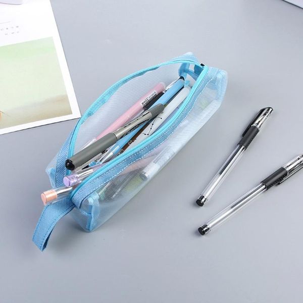 

pencil bags multifunctional staionery case coin storage mesh pocket clear