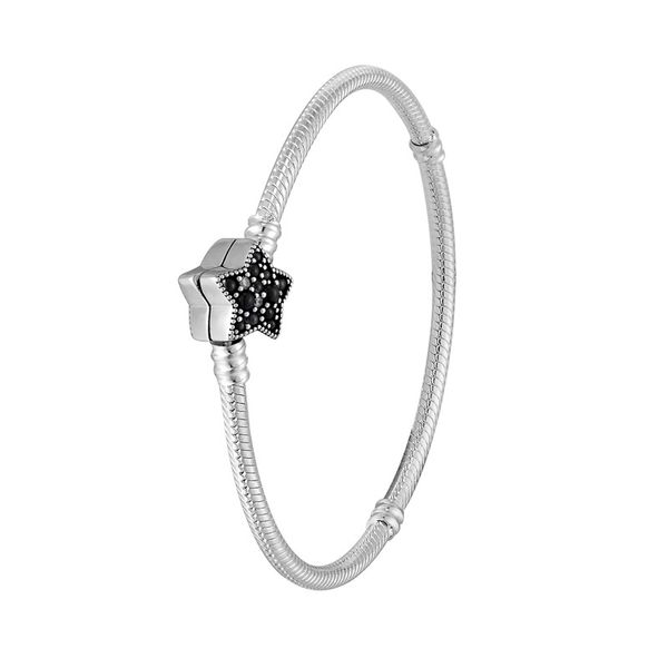 

100% s925 star bule diamond love bracelets 3mm snake chain fit pandora style charm beads bangle ladys bracelet jewelry for women and lady wi, Golden;silver